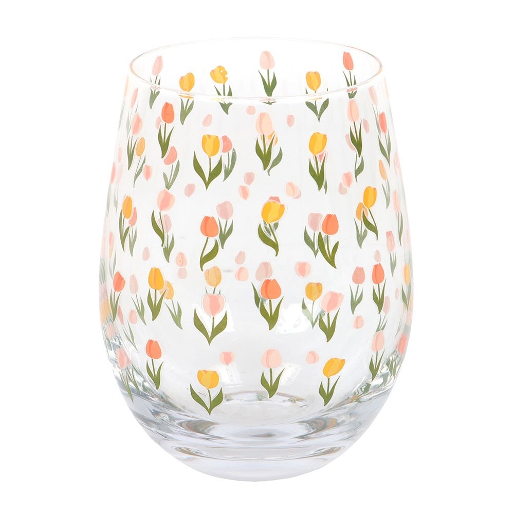 Something Different - Tulip Print Stemless Glassware - Multicolours